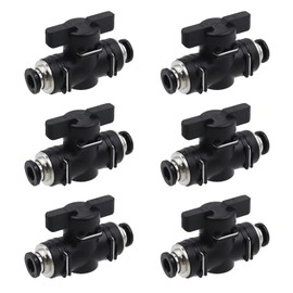 CATELL 6 Stück Pneumatik Steckverbinder 6mm, Pneumatischer Kugelhahn Gerade Pneumatik Absperrhahn Push to Connect Steuerventilfittings für Schnellen Anschluss von Luftleitungen