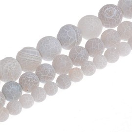 Natural Stone Beads 6mm Gray Frosted Gemstone Round Loose Beads Crystal Energy Stone Healing Power for Jewelry Making DIY,1 Strand 15"
