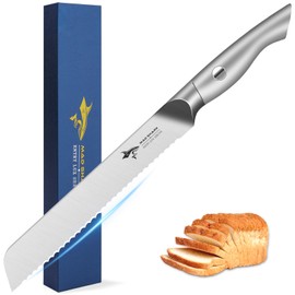 MAD SHARK Bread Knife 8 Inch, Razor Sharp Blade from German Molybdenum-vanadium Steel, Professional Serrated Bread Knife for Homemade Bread, Sourdough Cutting (8 inch)