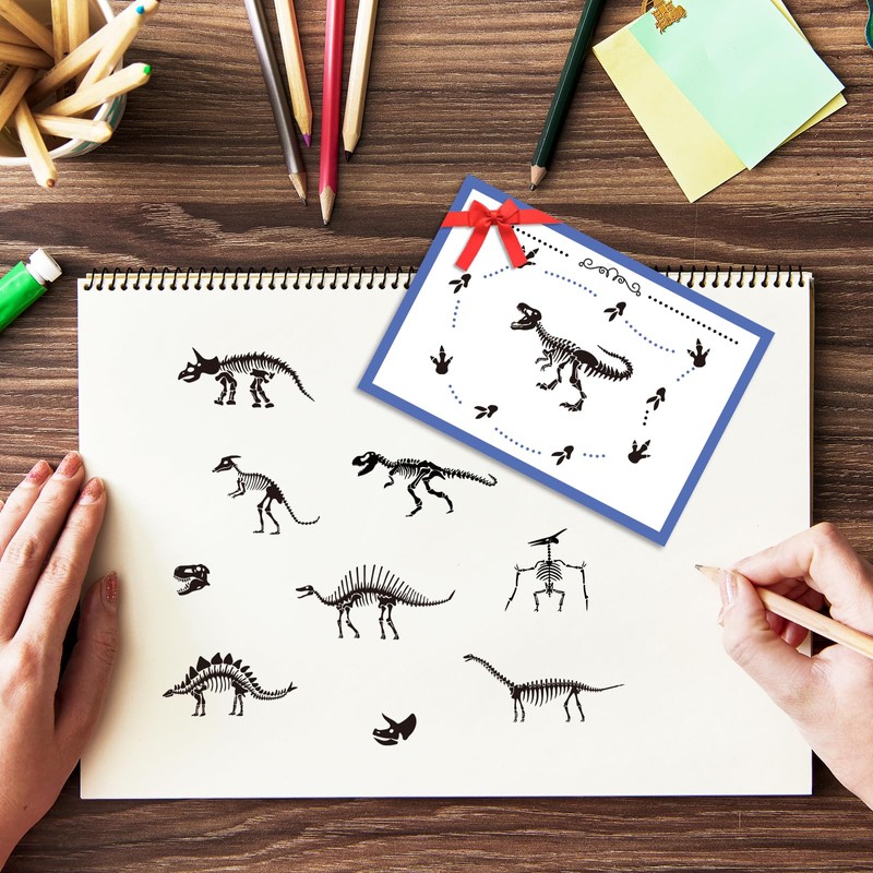 PH PandaHall Clear Stamp Rubber Stamp Paleontology Dinosaur Bone Art