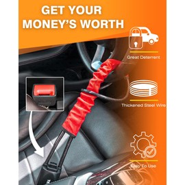 Car Steering Wheel Lock Max 17 Inch Length Universal Anti Theft Car Device with 3 Keys for Car Security Small and Light-Weight, Multi-Functional,Fit Most Vehicle, SUV, Golf Cart Security