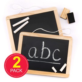 Baker Ross AR287 Wooden Chalk Board Sets - perfect Craft Supplies For Boys and Girls (Pack of 2), Black, 21cm x 16cm