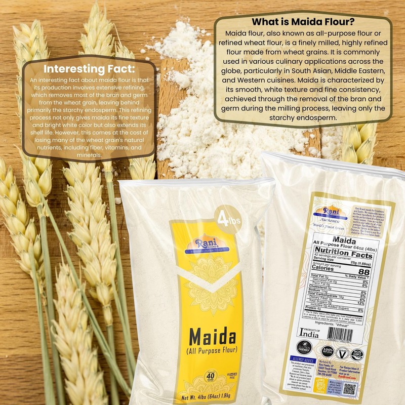 Rani Maida Flour (Indian All Purpose Flour) 64oz (4lbs) 1.81kg
