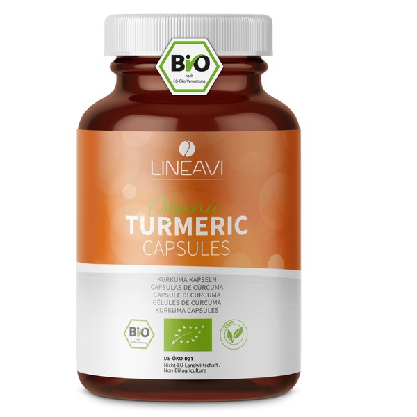 LINEAVI Turmeric 180 Capsules Organic, Freshly Ground Turmeric Root in