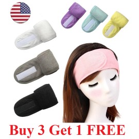 speedway Adjustable Facial Hairband Makeup Head Band Toweling Hair Wrap sticker hair Band - Black