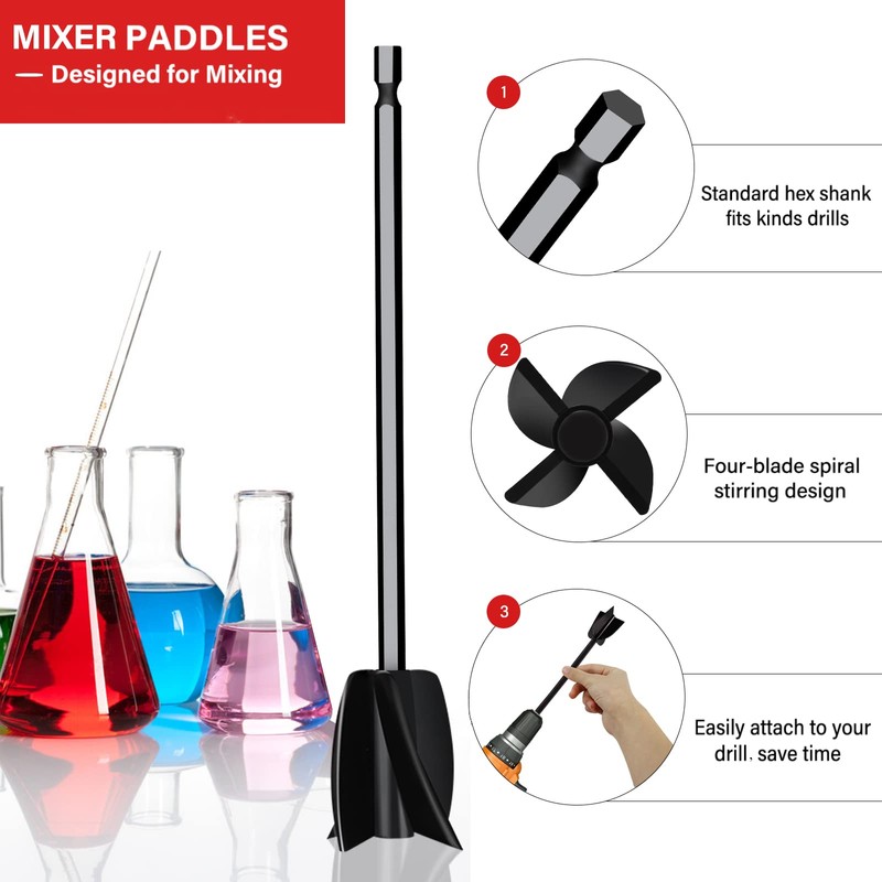 8 Pcs Resin Mixer Paddles for Resin Drill, Epoxy Mixer