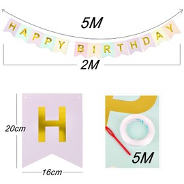 BETESSIN Happy Birthday Banner Pastel Birthday Garland Birthday Banner for Birthday Party Birthday Party