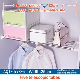 Hershii Expandable Shelf Rod Closet System 5-Bar Telescopic Heavy Duty Clothes Hanger Adjustable DIY Storage Organizer Shoe Rack