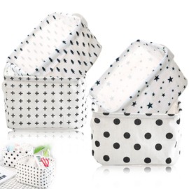 Small Storage Baskets, 4PCS Fabric Storage Basket Organizer with Handles, Collapsible Mini Storage Boxes, Ideal for Home Organising and Storing Items (20.5 * 16 * 14cm)