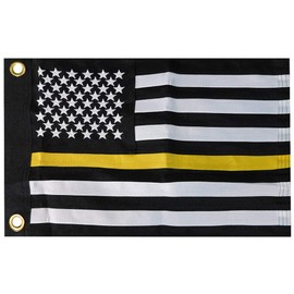 USA Thin Yellow Line Security Guards, Loss Prevention Associates, Search and Rescue Personnel 12x18 12"x18" Premium Quality Heavy Duty 600D Nylon Embroidered Flag Grommets