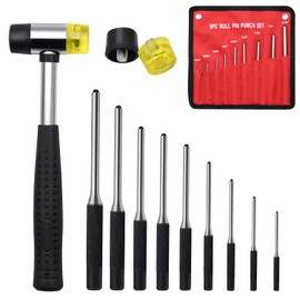 Pin Punch Set, 13pcs Removing Repair Tools, Pin Punches and Hammer with Spare Rubber Heads, Great for Automotive, Watch Repair, Jewelry and Craft(13pcs Pin Punches Set)