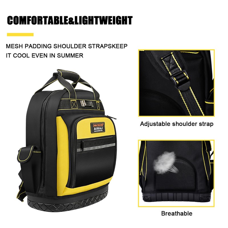 AIRAJ Heavy Duty Tool Backpack,17 Inch Tool Bag Backpack with