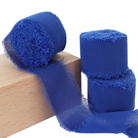 RIBBOOO 3 Rolls Royal Blue Chiffon Ribbon 1 inch× 5 Yards Ribbon Fabric Silk Ribbon for Gift Wrapping Wedding Party Decoration Flower Bouquet Wrapping Bows Making DIY Crafts