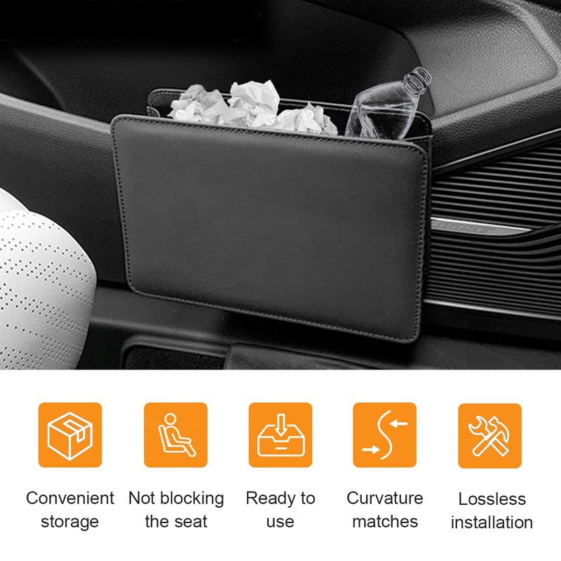 Car Trash Can, Auto Leather Trash Bin Garbage Organizer Holder