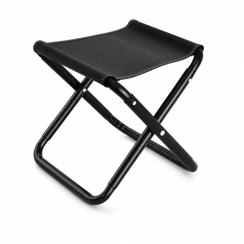 Portable Folding Stool Compact Black Seat for Camping & Travel