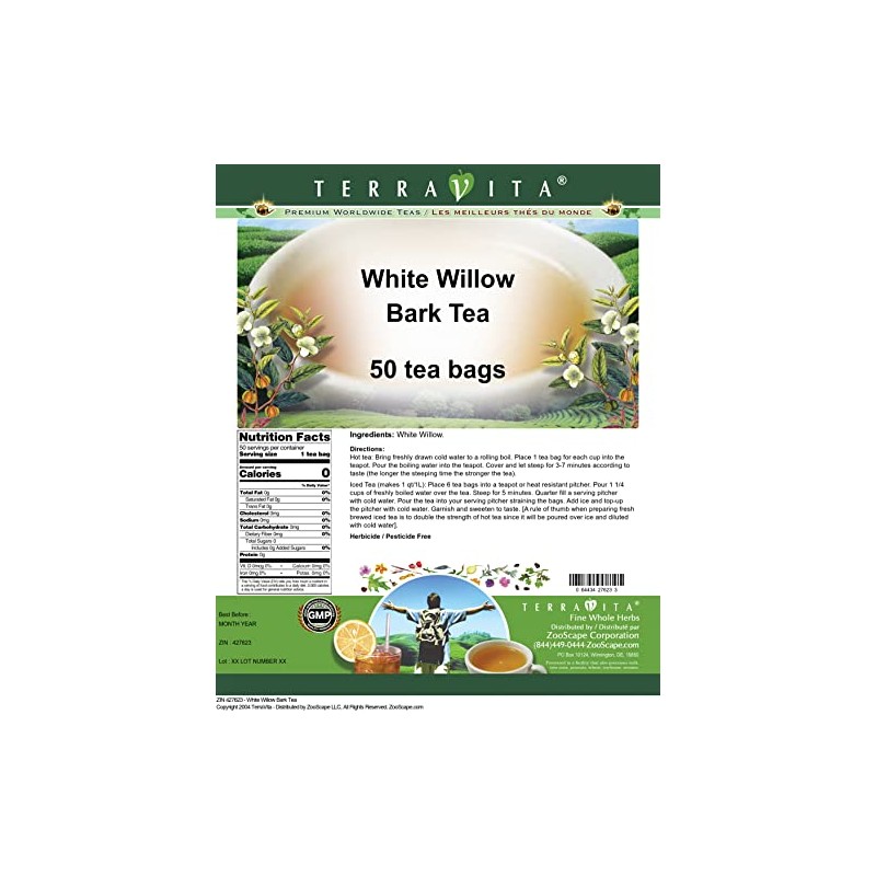 White Willow Bark Tea (50 tea bags, ZIN: 427623)