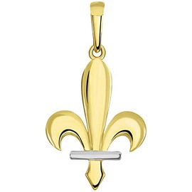 Jewelry America 14k Yellow Gold Polished Two-Tone Fleur de Lis Bosnian Pendant, Yellow Gold, not-applicable