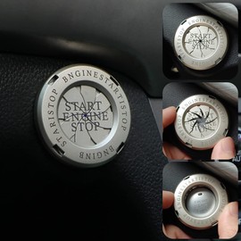 Car Engine Start Stop Button Cover Ring Start Button Cover Push to Start Button Ignition Protective Cover for Engine Start Button, Car Interior Accessories Compatible (Silver)