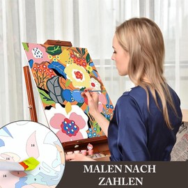 LOITTAINUE 6 Pieces Paint by Numbers Adult Flower, Painting by Numbers Canvas Set with 6 Brushes and Acrylic Paint for Children and Beginners, DIY Hand Painted Oil Painting Kit 20 x 30 cm