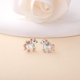 arete de caballo para mujer, arete de caballo de plata de ley 925, bonitos arete de pony, hipoalergénicos, arete de caballo pequeño, regalo de joyería de caballo, Large, Plata de ley, No es una piedra