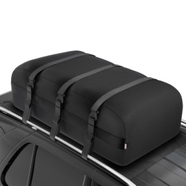 iBirdie Roof Rack Cargo Carrier 15.3 Cubic Feet, Soft-Shell Rooftop Cargo Box, Waterproof Heavy Duty 1200D for Car with/Without Roof Rack, Includes Anti-Slip Mat, Door Hooks, 46x34x17 inches