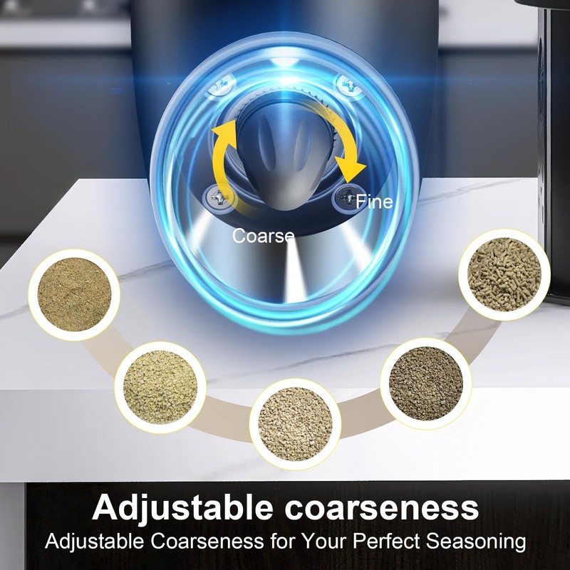 Upgraded Gravity Electric Salt and Pepper Grinder Set - Anti-Spill