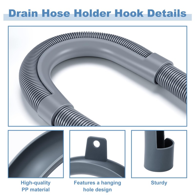 DC,CLISENCE 2 Pack Washing Machine Drain Hose Holder, Washer Drain