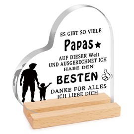 XIANNVXI Papa Geschenk, Geschenke für Papa, Geburtstagsgeschenk für Vater Geschenk von Tochter Sohn, Holzschilder Heimat Dekoration aus Acryl, Vatertagsgeschenk für Papa
