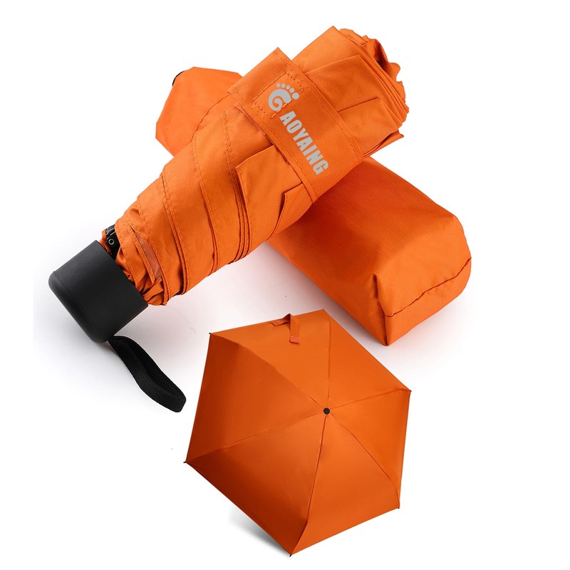 GAOYAING Compact Mini Travel Umbrella Folding Orange