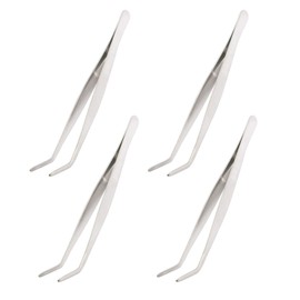 Aoje-Link Stainless Steel Tweezers with Curved Serrated Tip Sewing Machine Electronic Repair Tweezers Pliers Multi-Purpose Tweezers Tool Pliers Silver 4pcs