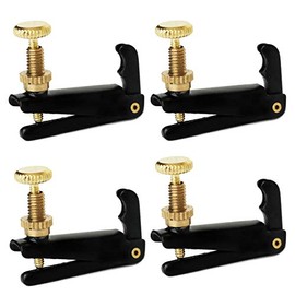 Jiayouy 4Pcs Violin Fine Tuners 3/4-4/4 String Adjuster Fine Tuner Violin Parts Black