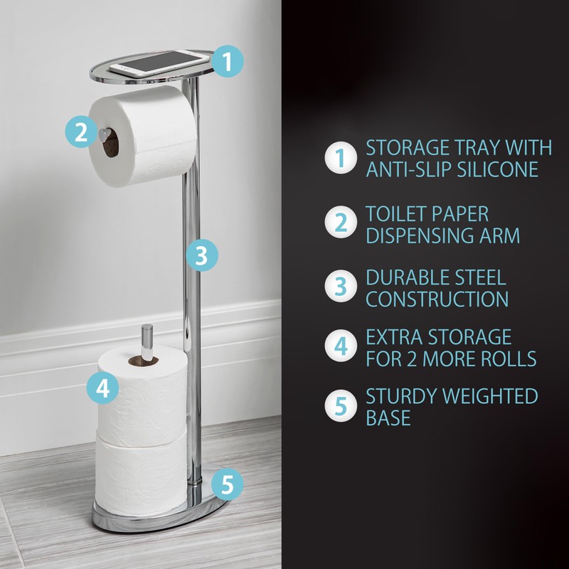 Better Living Ovo Toilet Caddy with Top Shelf, Bathroom Toilet