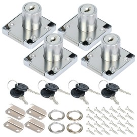 WiMas 4 Pack Cylinder Cam Lock, 22 mm Letterbox Lock, Cabinet Locker Door Lock, Drawer Lock, Furniture Lock with Keys and Matching Screws, Zinc Alloy