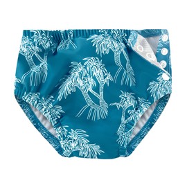 weVSwe Baby Reusable Swim Diaper Washable UPF 50+ Snap Side Leakproof & Adjustable for Pool/Beach to Prevent Leaks Green Tree 0-6 Months