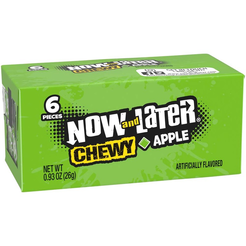 Now & Later Soft Taffy Chews Candy, Apple, 0.93 Ounce