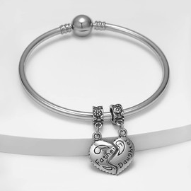 Father Daughter Gifts 925 Sterling Silver Pendant Charms for Bracelets Necklaces Christmas Birthday Fathers Day Dad Gifts from Daughter Jewellery