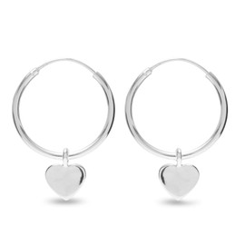 Charmsy 925 Small Sterling Silver Jewellery Heart Huggie Hoop Charm Earrings for Women Teen 20 MM