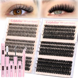 Lash Clusters Kit 30D-100D Wispy Eyelash Extension Kit 474pcs Individual Lashes 8-16MM Cluster Eyelash Extensions DIY Lash Extension Kit D-Curly Eyelash Clusters with Lash Bond and Seal Lash Tweezers