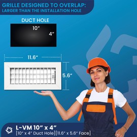 Premium Aluminum Wall Vent Cover - 10 x 4 Inch AC Grille with Adjustable Blades - Rustproof and Durable - Enhance Airflow Efficiency- [Front Grille Size: 11.6" x 5.6"][Duct Hole:10" x 4"]