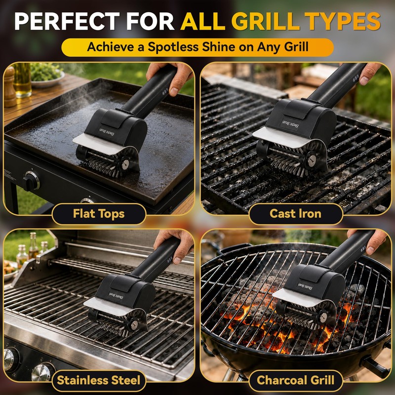 Electric Grill Brush for Outdoor,Cordless Rechargeable Grill Cleaner