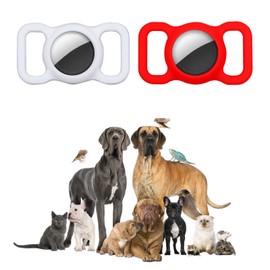 Airtag Holder 2 Pack Compatible for Dog Cat Collar and Children's School Bag Protective Case Compatible for Air tag GPS Tracker Anti Scratch Silicone Case Lightweight Soft Anti Lost