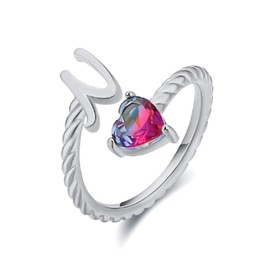 Stocking Stuffers Holiday Outfits for Women 2024 Silver Rings for Women Adjustable Heart Initial Ring Silver Letter Finger Ring Rhinestone Heart Rings Silver Stackable Rings Adjustable Open Rings for Women