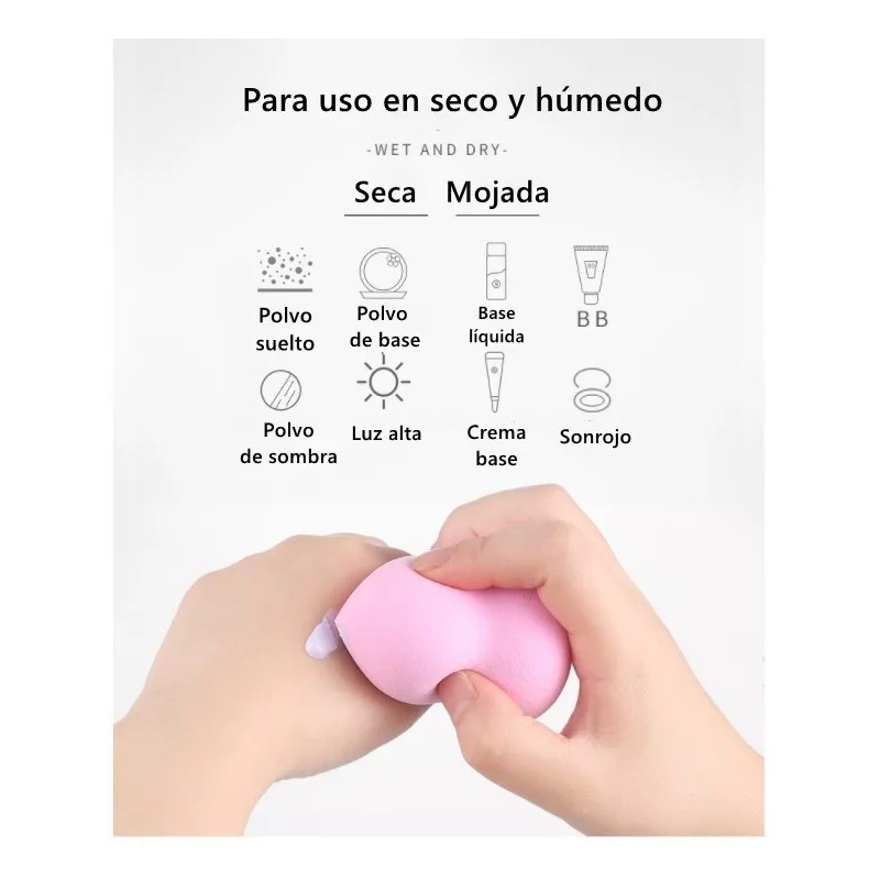 NO.8 Esponjas Maquillaje De Beauty Blender Para Uso Húmedo Y