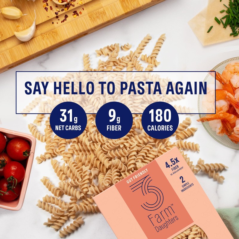Three Farm Daughters High Fiber Pasta Rotini Pack, Low GI,