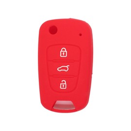 SEGADEN Silicone Cover Protector Case Holder Skin Jacket Compatible with HYUNDAI Accent i20 i30 KIA K2 K5 Sportage 3 Button Flip Remote Key Fob CV2152 Red