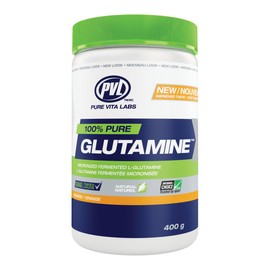 PVL 100% Pure Glutamine – Post-Workout Fermented Vegan Amino Acid Supplement for Muscle Recovery and Repair – Nutrition and Immunity Booster – 400g – Orange