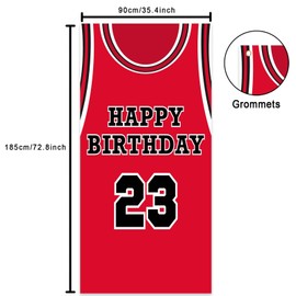 Happy Birthday 23 Banner Backdrop Red Basketball Star Player Sports Theme Decor for Man Boy 1st Birthday Party Supplies Baby Shower Decorations Man Cave Photo Booth Props Background Favors