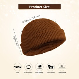 SATINIOR Trawler Beanie Watch Hat Roll-up Edge Skullcap Fisherman Beanie for Women Men(Coffee,1 Piece)