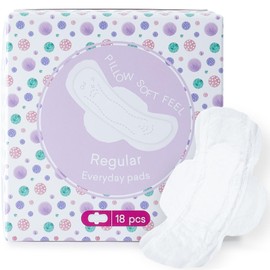 PurComfy PurComfy Teens Period Pads with Wings for Tweens, Organic Cotton Sanitary Pads for Girls 9-14, Regular, 18 Count