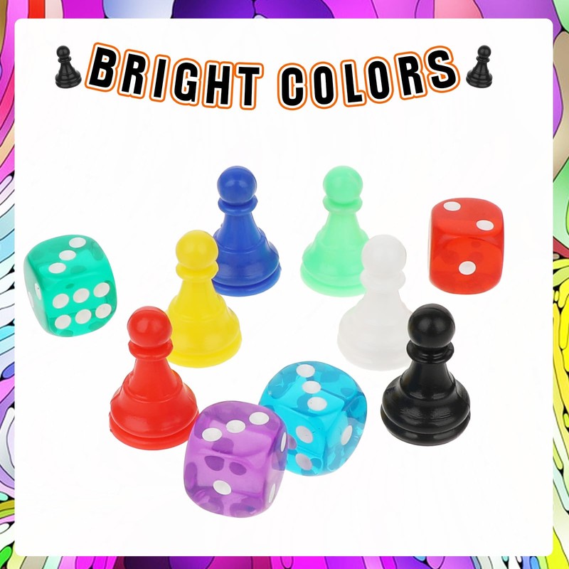 28pcs Multicolor Board Game Pieces, Game Pawns Include 24 Chess